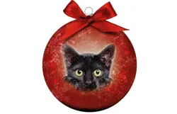 Plenty gifts Kerstbal xmas frosted black cat paws