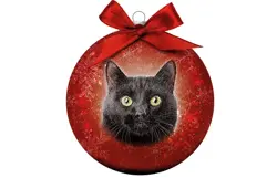 Plenty gifts Kerstbal xmas frosted cat black
