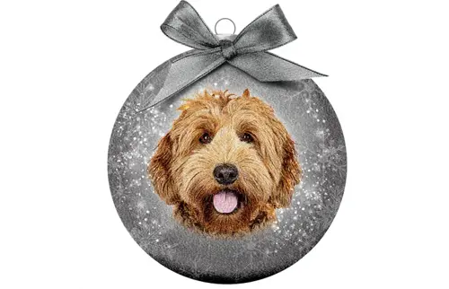 Plenty gifts Kerstbal xmas frosted labradoodle