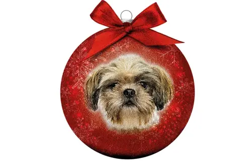 Plenty gifts Kerstbal xmas frosted shih tzu
