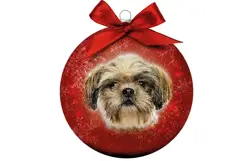 Plenty gifts Kerstbal xmas frosted shih tzu