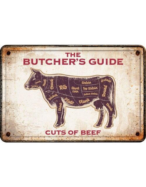 Plenty gifts Sign metal a4 butcher guide (h)