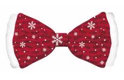 Plenty gifts Vlinderstrik xmas satin red ho ho dog m