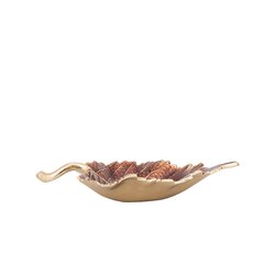 PTMD Plumie Bronze casted alu beech leaf shaped bowl - afbeelding 2