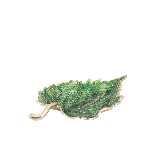 PTMD Plumie Green casted alu beech leaf shaped bowl - afbeelding 1