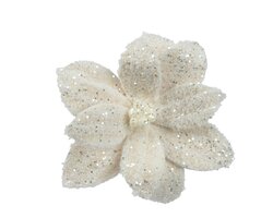 Poinsettia op clip d28h10cm creme - afbeelding 1