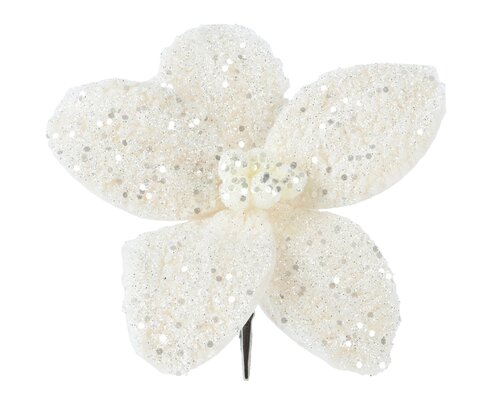 Poinsettiaclip bont d18h6cm creme