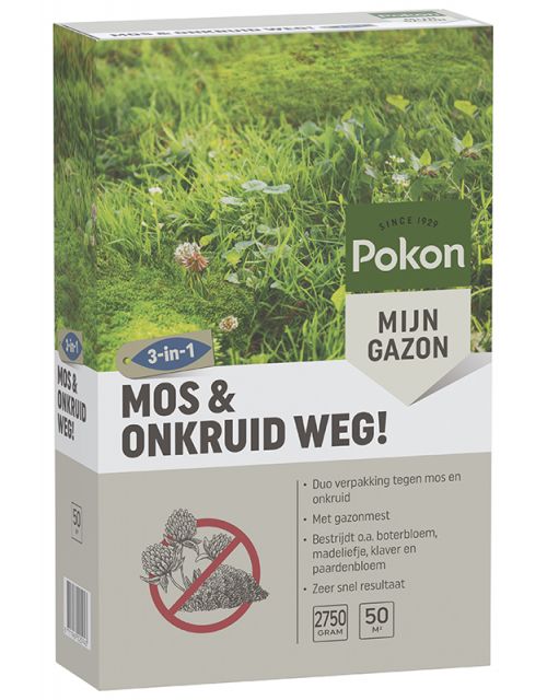 Pokon Mos en Onkruid Weg! (3 in 1)  50m2 - afbeelding 1