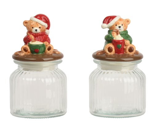 Decoris Pot glas bear glazed 2ass