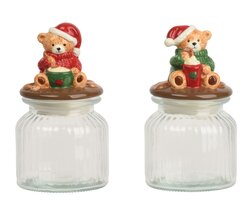 Decoris Pot glas bear glazed 2ass