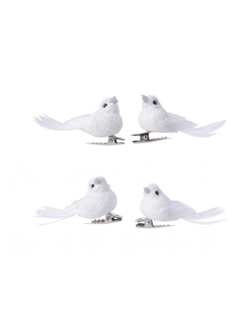 Decoris Vogel foam glitters feathers op clip