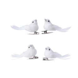 Decoris Vogel foam glitters feathers op clip
