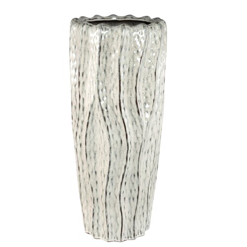 PTMD Adelina White ceramic pot wavy design round high L