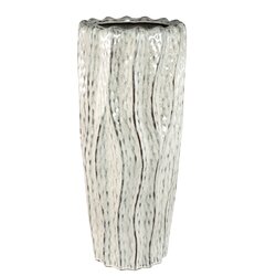 PTMD Adelina White ceramic pot wavy design round high L