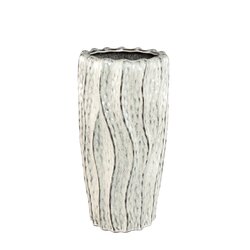PTMD Adelina White ceramic pot wavy design round high S