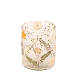 PTMD Ailla Orange glass stormlight with dried flowers M - afbeelding 2