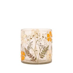 PTMD Ailla Orange glass stormlight with dried flowers S - afbeelding 1