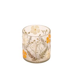 PTMD Ailla Orange glass stormlight with dried flowers S - afbeelding 2