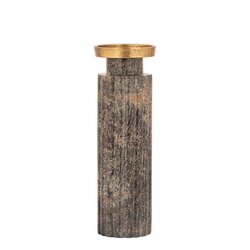 PTMD Alani Moss Green marble ribbed candle holder L - afbeelding 1