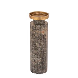 PTMD Alani Moss Green marble ribbed candle holder L - afbeelding 2