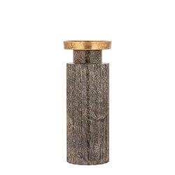 PTMD Alani Moss Green marble ribbed candle holder M - afbeelding 1