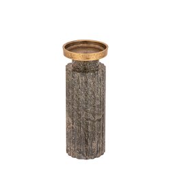 PTMD Alani Moss Green marble ribbed candle holder M - afbeelding 2