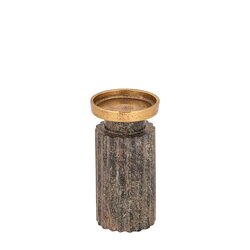 PTMD Alani Moss Green marble ribbed candle holder S - afbeelding 2