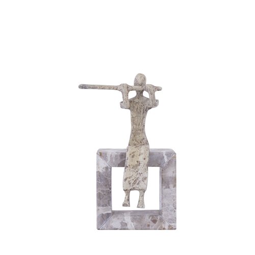 PTMD Aleria Beige casted alu flute lady on marble base - afbeelding 1