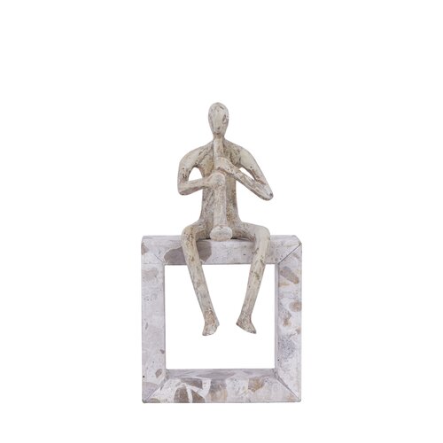 PTMD Aleria Beige casted alu trumpet man on marble base - afbeelding 1