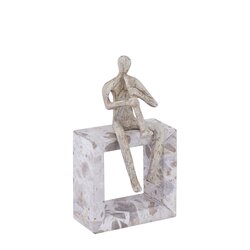 PTMD Aleria Beige casted alu trumpet man on marble base - afbeelding 2
