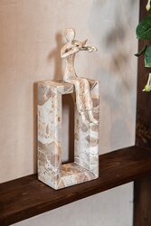 PTMD Aleria Beige casted alu violin lady on marble base - afbeelding 4