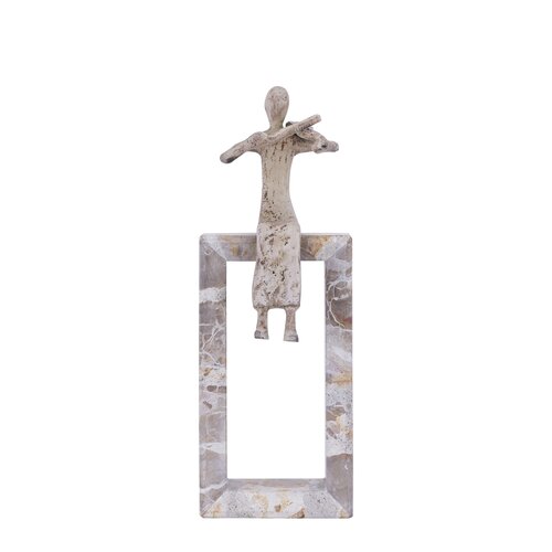 PTMD Aleria Beige casted alu violin lady on marble base - afbeelding 1