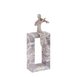 PTMD Aleria Beige casted alu violin lady on marble base - afbeelding 2