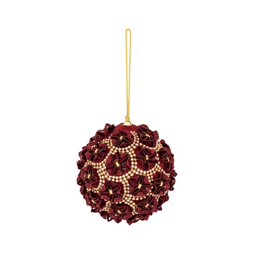 PTMD Avala Burgundy fabric ball flowers and beads