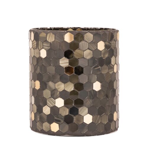 PTMD Calep Dark Green mosaic glass tealight straight L - afbeelding 1