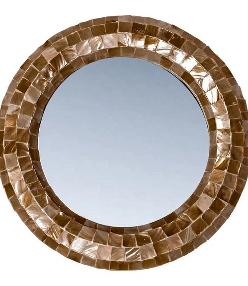 PTMD Chelsae Bronze poly round shell mirror small