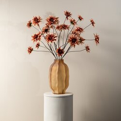 PTMD Dahlia Flower Peach 5 flower dahlia spray - afbeelding 3