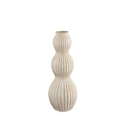 PTMD Diede Cream poly vase round with ribbing high S