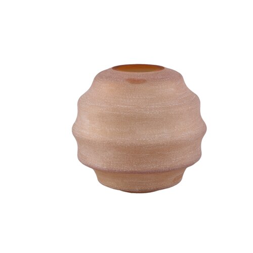 PTMD Elladie Amber round glass layered vase low - afbeelding 1