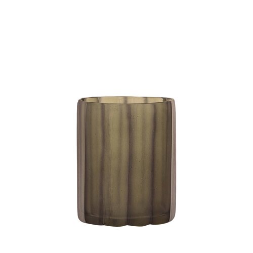 PTMD Elois Dark Grey glass round angular tealight - afbeelding 1