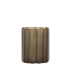 PTMD Elois Dark Grey glass round angular tealight - afbeelding 1