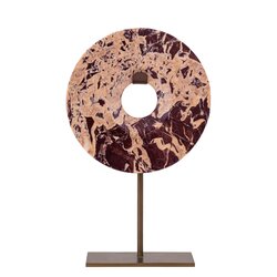 PTMD Eris Burgundy marble ring ornament on base L