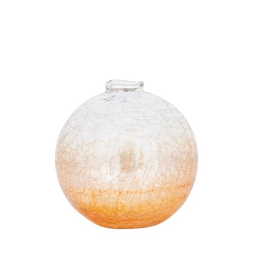 PTMD Evin Amber glass round vase crackle ombre effect L - afbeelding 1