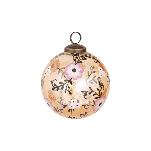PTMD Flo Gold glass ball handpainted flowers B middle