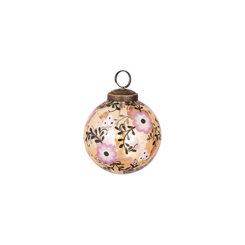 PTMD Flo Gold glass ball handpainted flowers B small