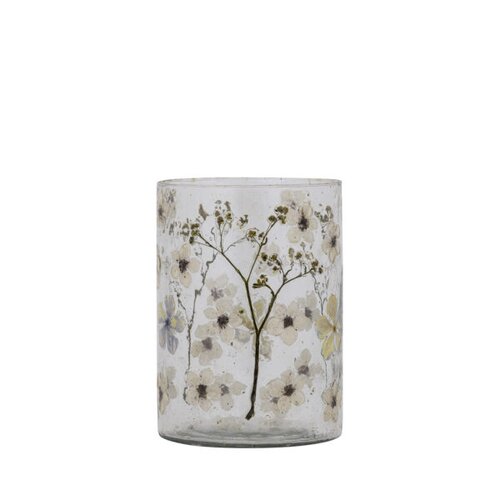 PTMD Gresa White glass vase straight real flowers L