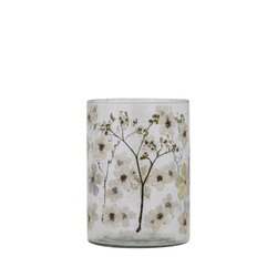 PTMD Gresa White glass vase straight real flowers L