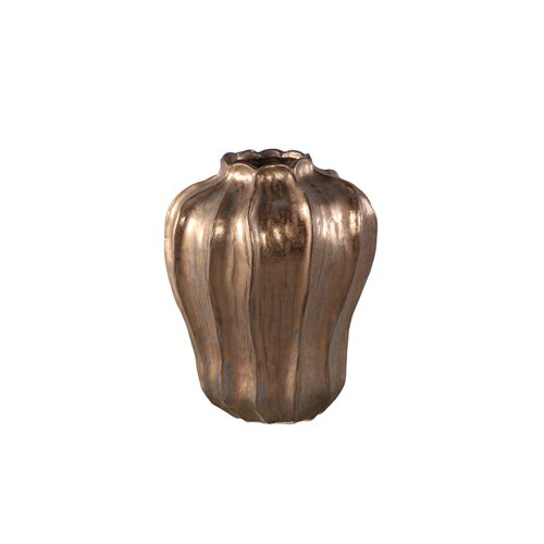 PTMD Hamish Bronze ceramic round wavy shaped vase M - afbeelding 1
