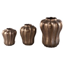 PTMD Hamish Bronze ceramic round wavy shaped vase S - afbeelding 2