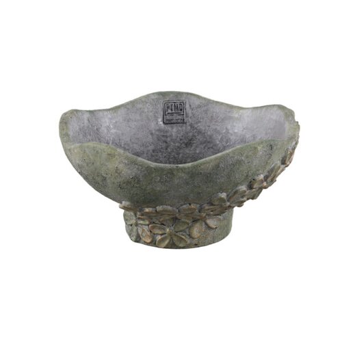 PTMD Heena Green cement bowl stripe flower pattern L